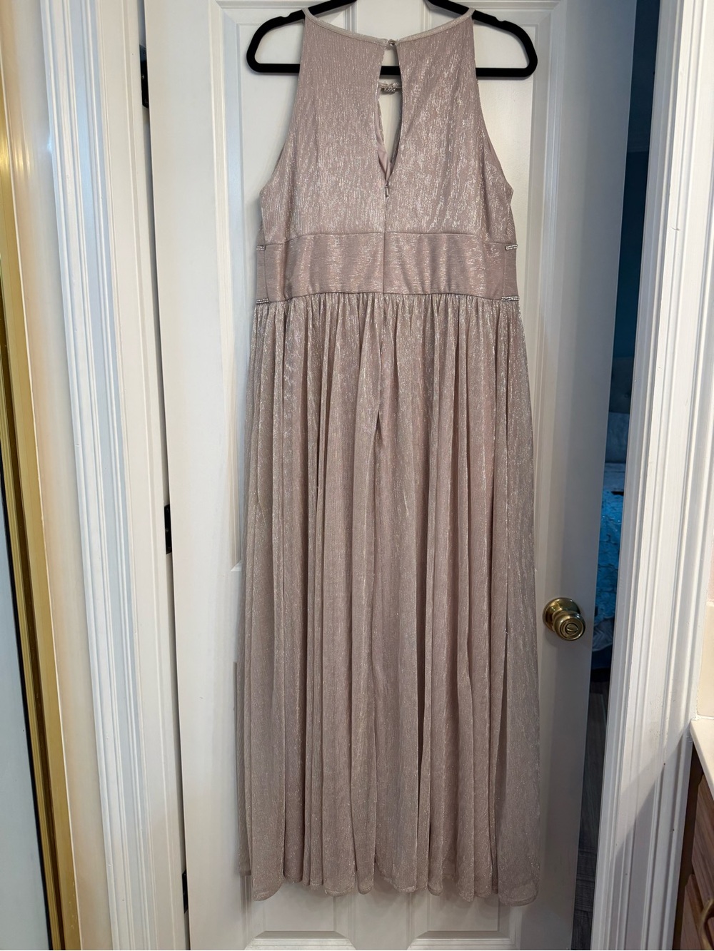 David’s Bridal Oleg Cassini Blush Pink Shimmer Evening Dress - Picture 5 of 6